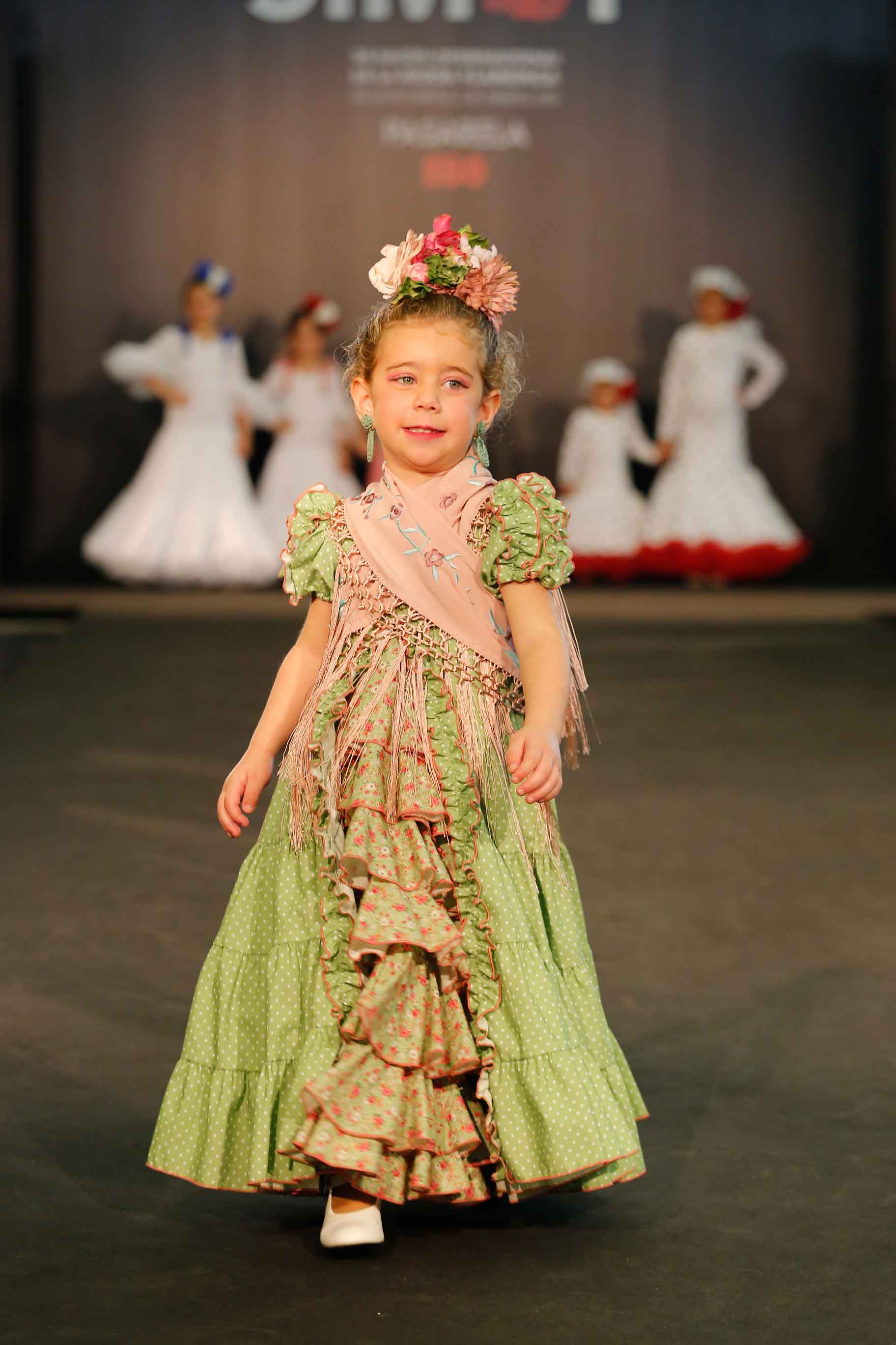 Vestido flamenca niña canastero verde