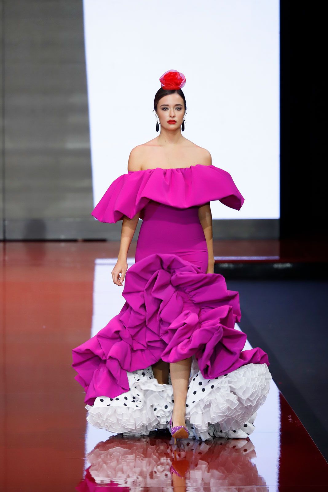 Vestido de flamenca para bebé fucsia.