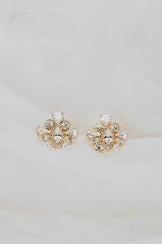 Broches novia cristal y dorado