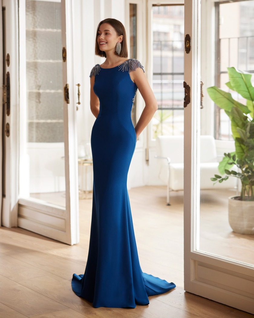 VESTIDO CEREMONIA CON ESPALDA DE PEDRERIA