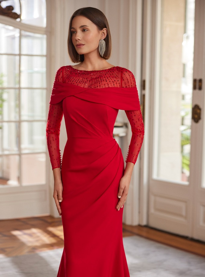 VESTIDO CEREMONIA CON MANGAS DESMONTABLES