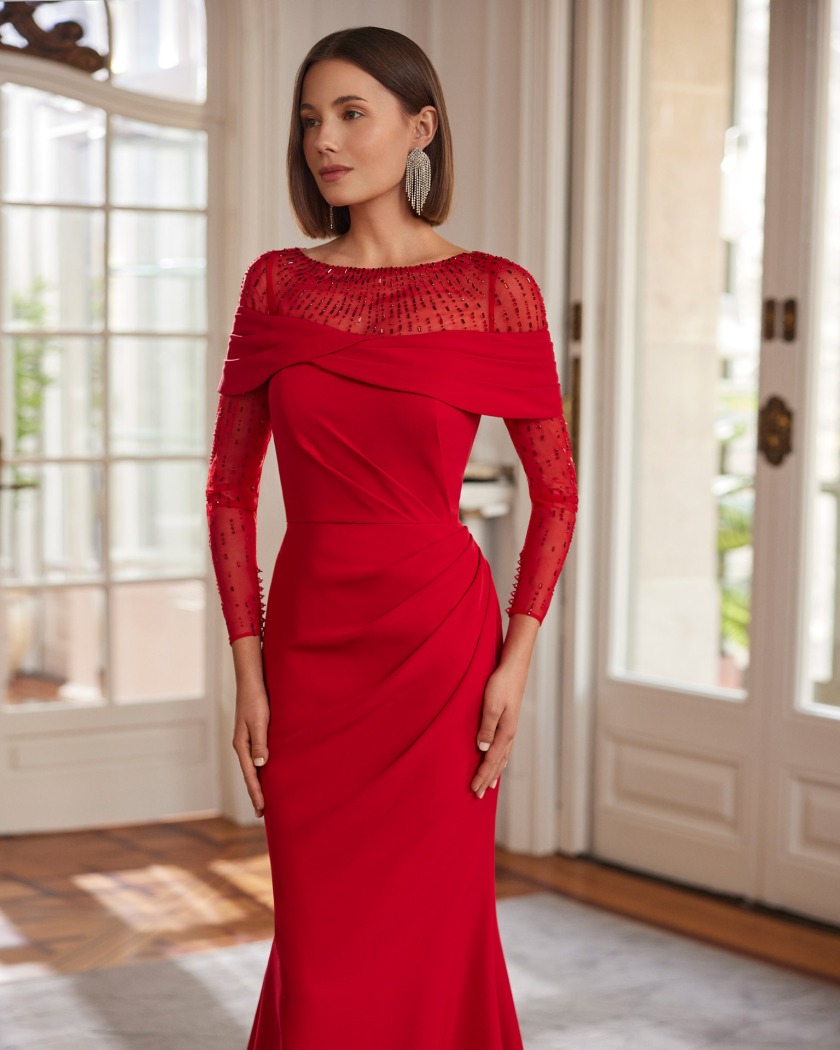VESTIDO CEREMONIA CON MANGAS DESMONTABLES