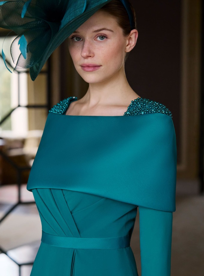 Vestido midi de gasa con lazo