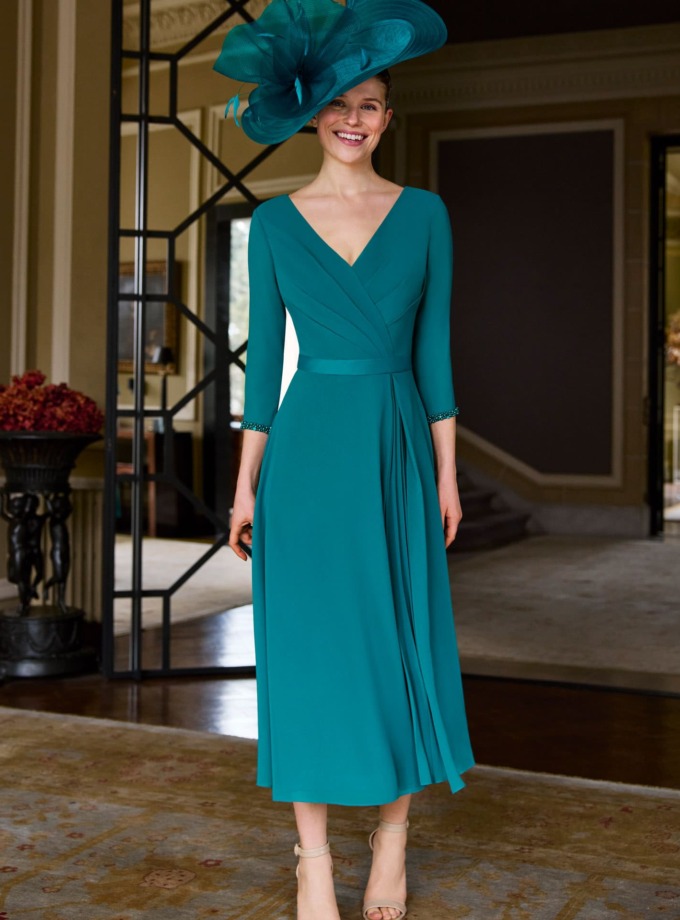 Vestido midi de gasa con lazo