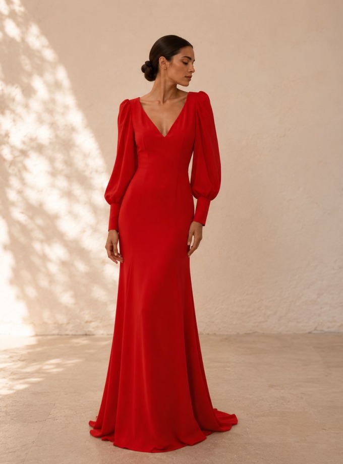 Vestido de invitada largo corte sirena