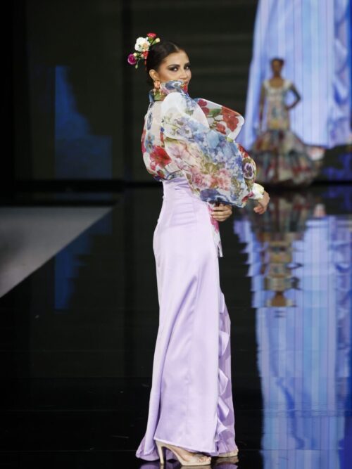 Conjunto de flamenca malva plisado de dos piezas