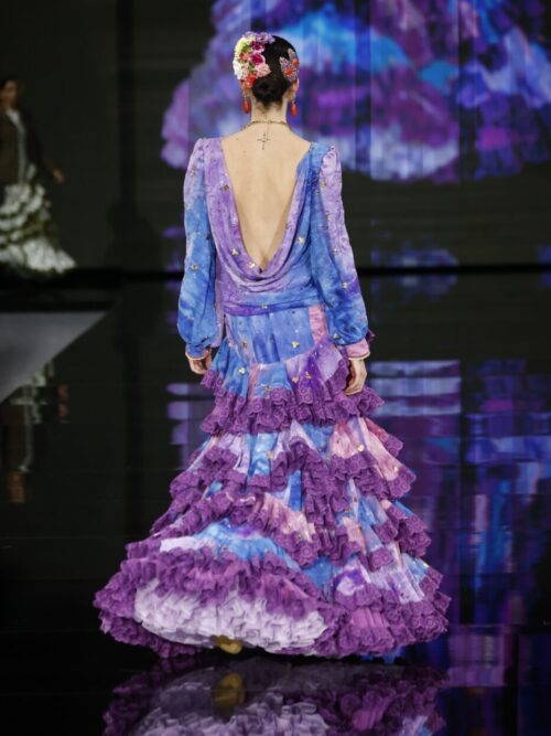 Traje de flamenca degradado malva para maternidad